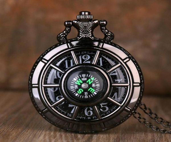 

pocket watches compass fashion design vintage hollow skeleton watch black starry round dial antique pendant clock gifts men women6396323, Slivery;golden