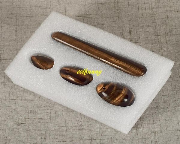 

4pcsset tiger eye yoni egg drilled gemstone jade eggs wand for women kegel exercise crystal magic ben wa balls massage5727258