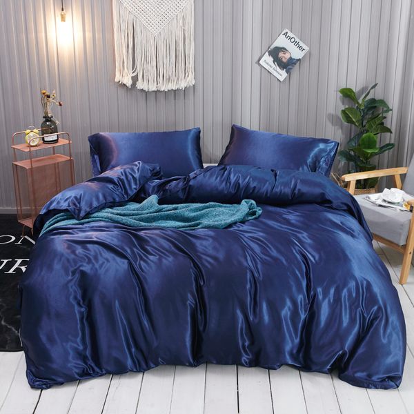 

bedding sets solid color quilt cover pillowcases silk luxury cool bedding set summer with duvet cover flat sheet pillowcase breathable all s