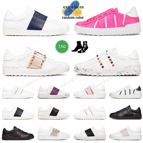 

fashion spikes casual shoe valentine's shoes black white navy pink blue golden nude red loafers leather mens womens rivets trainers val
