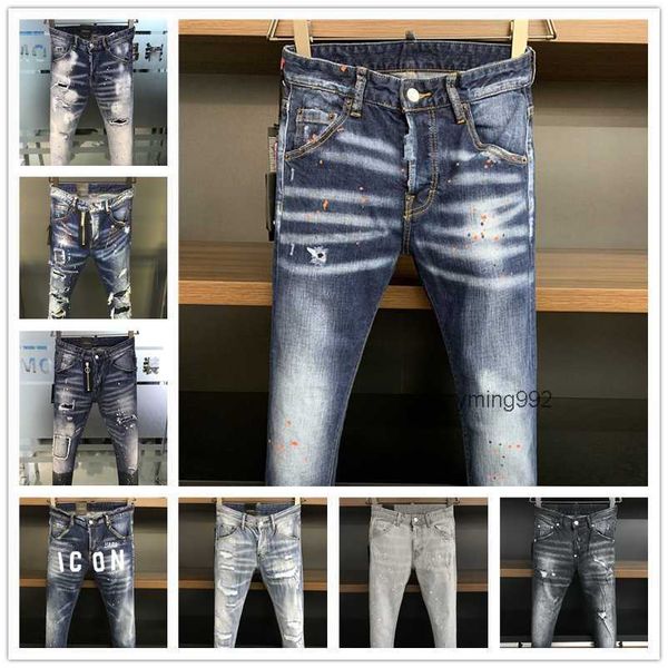 

2023 new arrivals d2 mens luxury purple designer denim jeans holes trousers dsquare jeans coolguy biker pants mens clothing 2#007, Blue