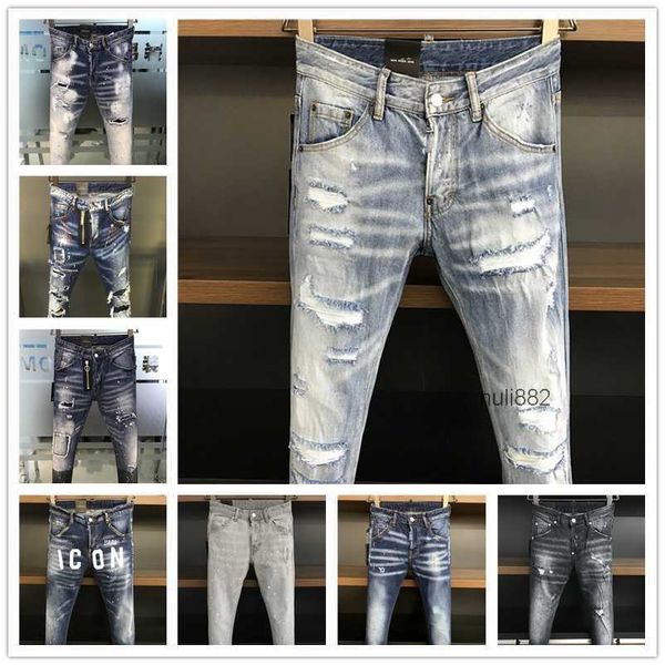 

2023 new arrivals d2 mens luxury purple designer denim jeans holes trousers dsquare jeans coolguy biker pants mens clothing 2#005, Blue