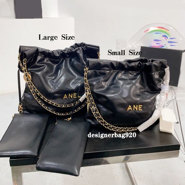 

designer shoulder bags cc letter bucket bag genuine leather drawstring handbag gold or silver chain tote bags for women fashion purse luxury