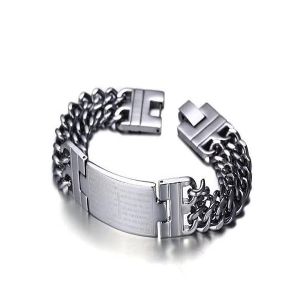 

stainless steel curb chain id bracelet for men and women 08122814, Black