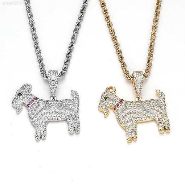 

jwy hip hop iced chains with animal goat pendant for cuban, Silver