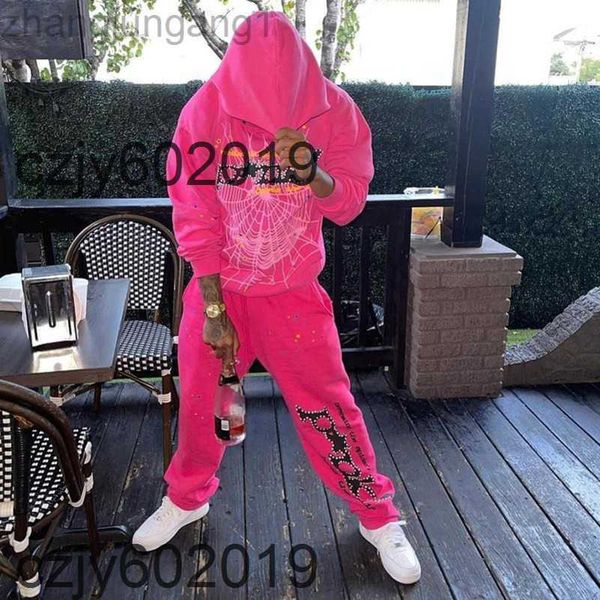 

22aa designer pullover pink sp5der young thug 555555 hoodies senior classic leisure multicolor autumn winter men shoe printing spider web sy, Black