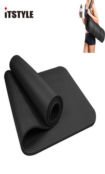 

itstyle 10mm nbr exercise yoga mat extra thick high density fitness with carrying strap for pilates workout5782170