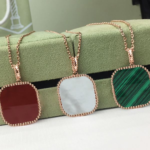 

large clover gemstone pendant necklace women luxury simple fashion classic necklace party holiday jewelry, Silver