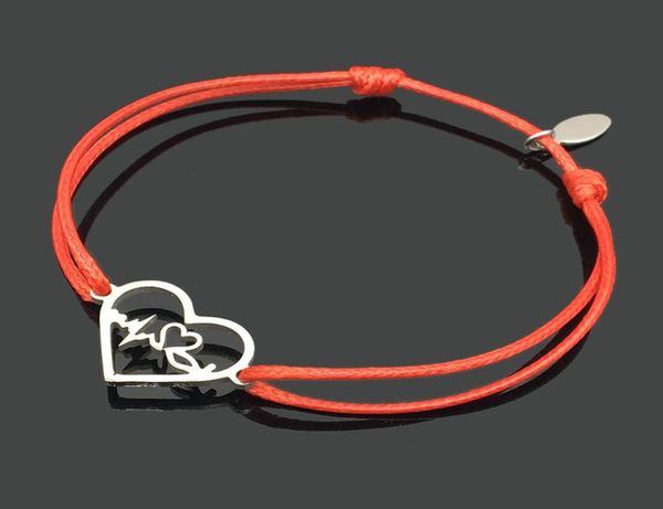 

heartbeat love stainless steel can adjust rope bracelet stainless steel pendeloque cut bracelet6466478, Golden;silver
