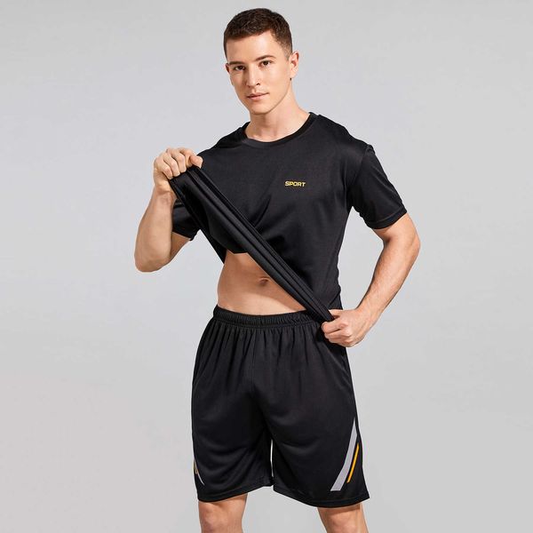 

sports set men's summer 2023 new shorts short sleeved t-shirt running fitness quick drying clothes casual two-piece thin, White;black