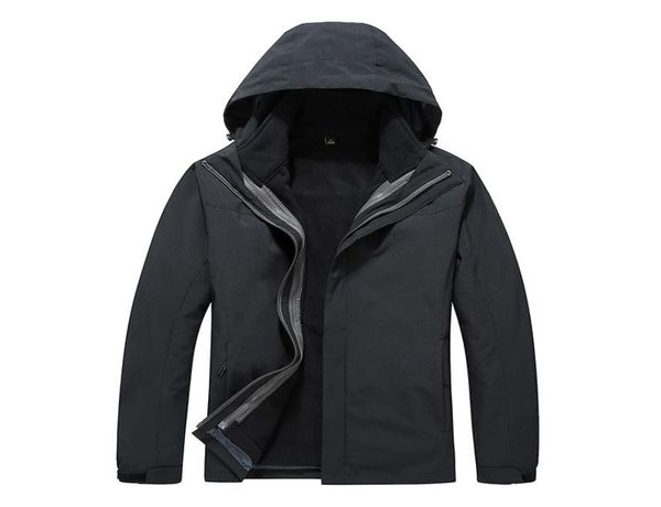 

men039s women039s outdoor waterproof windproof soft shell jacket keep warm removable twopiece 3in1 hiking camping jacket2970020, Blue;black