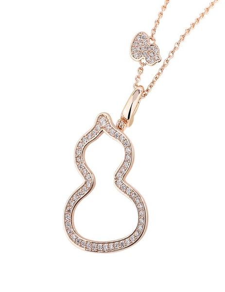 

qee petite wulu gourd necklace women pure silver plated 18k gold mini gourd diamondencrusted pendant luxury collarbone chain3367253