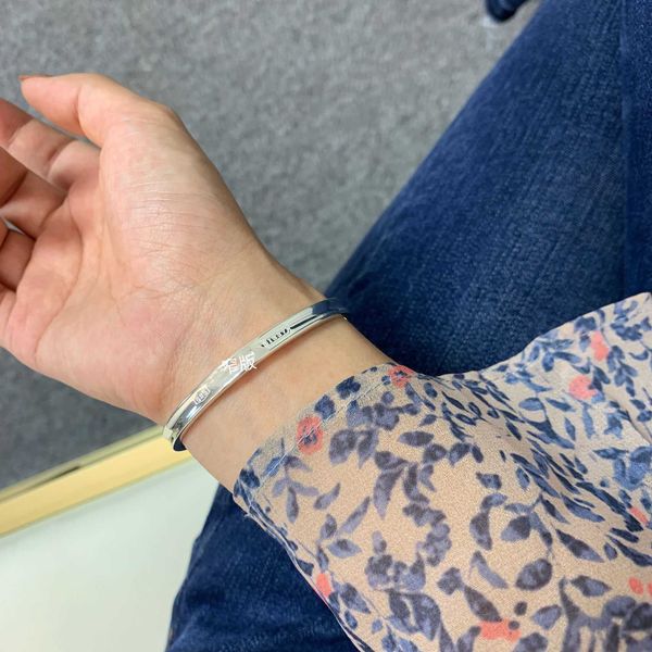 

zhengru classic 1837 bracelet 925 sterling silver couple light luxury tiffay opening pendant gift, Black