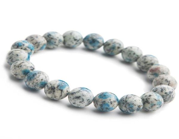 

woman men stretch crystal natural stone bracelet 11mm 12mm genuine granite azurite blue crystal natural k2 jas per bracelet6977758, Black