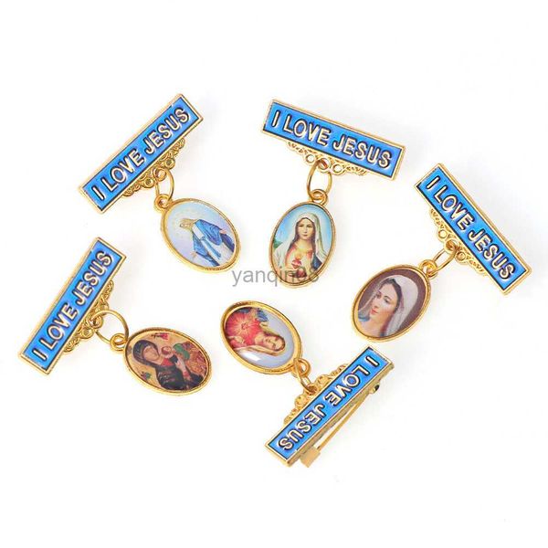 

pins brooches 5 pcs/lot virgin mary jesus small brooches random pictures for women fashion brooch bag pin women gifts religious jewelry hkd2, Gray