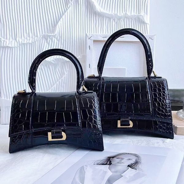 

mirror quality luxury hourglass bag alligator cortex metal brand logo clutch bag designers leather womens handbags mens tote shoulder cross