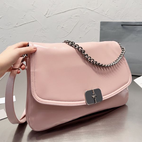 

fashion shoulder bag large capacity handbags purse silver hardware chain clutch crossbody bags flap twist buckle interior zipper pocket remo