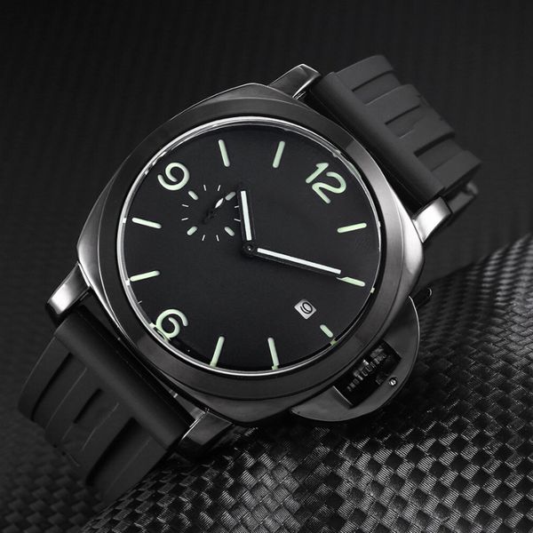 

casual men's watch designer 44mm italian cowhide blue mineral crystal glass sports watch with super luminous function, Slivery;brown