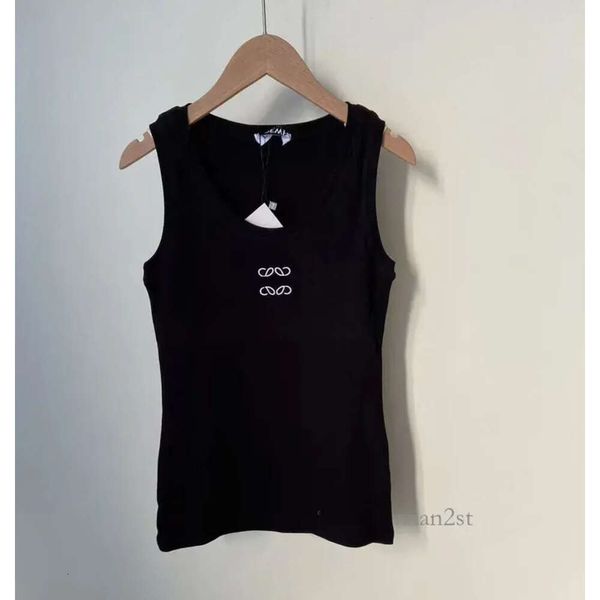 

women's designer knitted t-shirt embroidered tank yoga tank sports tank top, White