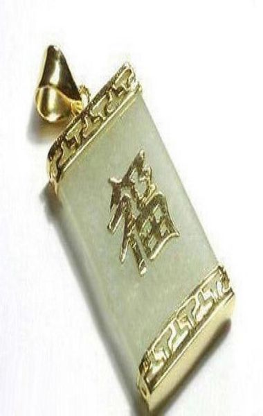 

whole natural light green jade yellow gold plated fortune luck pendant necklace40342194648313, Silver