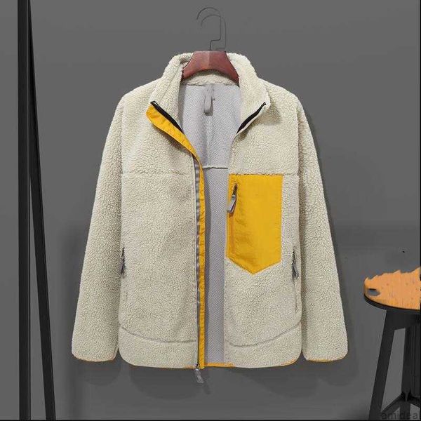 

designer 21ss mens jacket thick warm down classic retro antumn winter couple models lamb cashmere patagonias fleece coat men women clothing, Black;brown