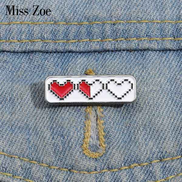 

game blood enamel pins custom pixel red heart heart container brooches lapel badges funny jewelry gift for kids friends, Gray