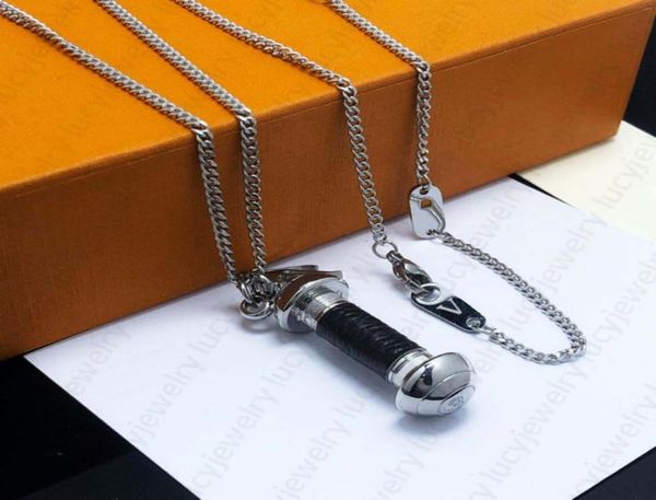 

pendant necklace fashion dumbbell metal necklaces for man woman design personality 770962, Silver