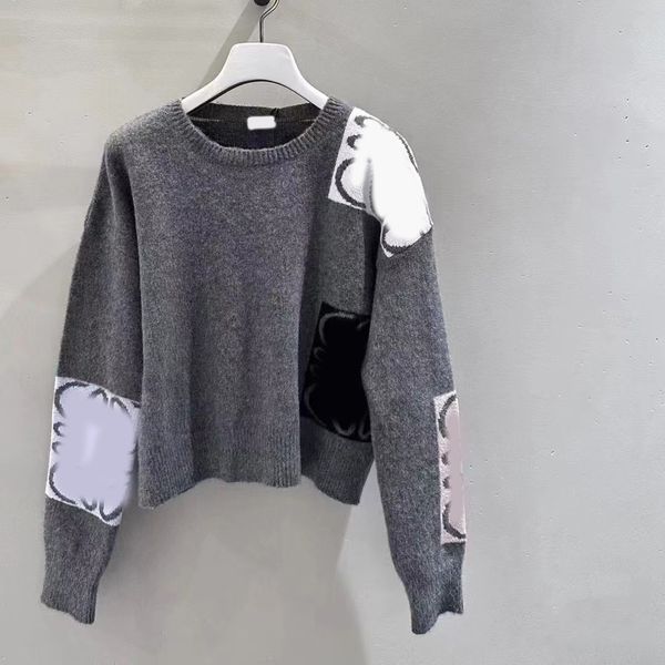 

winter autumn womens sweaters pullover jacquard vintage round neck long sleeve knitting print loose fashion knitts, White;black