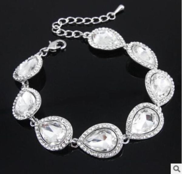 

new crystal bridal jewelry sets silver color teardrop bridal bracelet earrings sets wedding jewelry 5316710