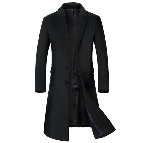 

men's trench coats winter cloth coat male business long overtheknee thickening fur 230804, Tan;black