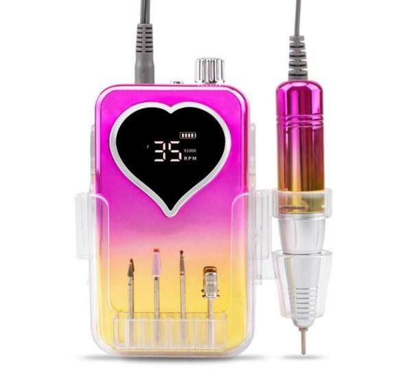 

35000rpm portable nail drill machine gradient heart polishing equipment handpiece rechargeable nails e file manicure pedicure gel 6820848