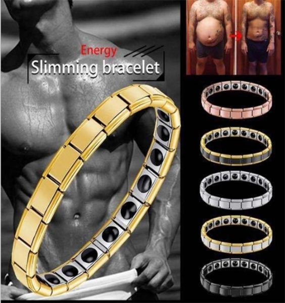

weight loss antifatigue healing bracelet hematite energy braceletbeads stretch bracelet magnetic for men women x07063474024, Golden;silver