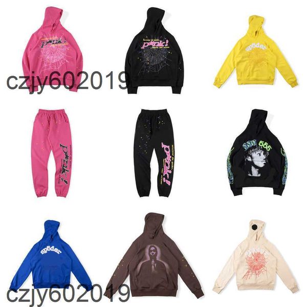 

designer hoodie sp5der young thug 555555 hoodie men women foam print spider web graphic pink sweatshirts pullover hooedies s-xlzyf4, Black
