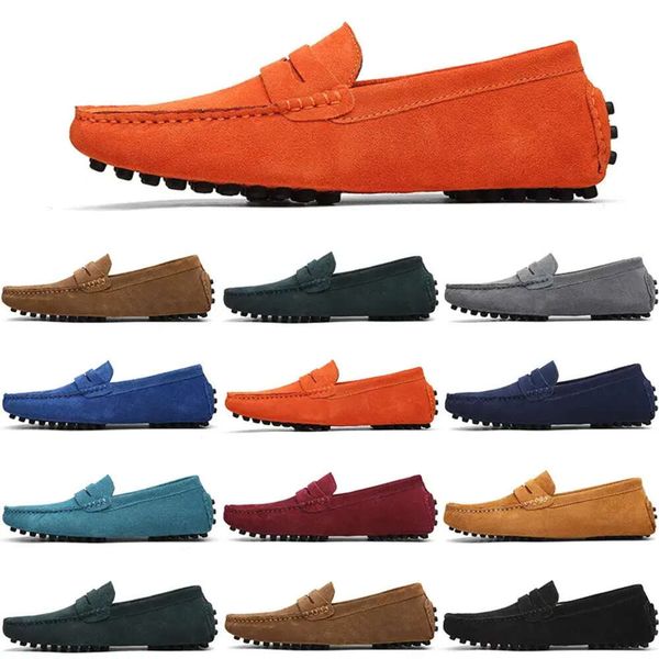 

casual shoes black light men blue red gray orange green brown mens slip on lazy suede leather shoe big size 38-47 taupe758 s