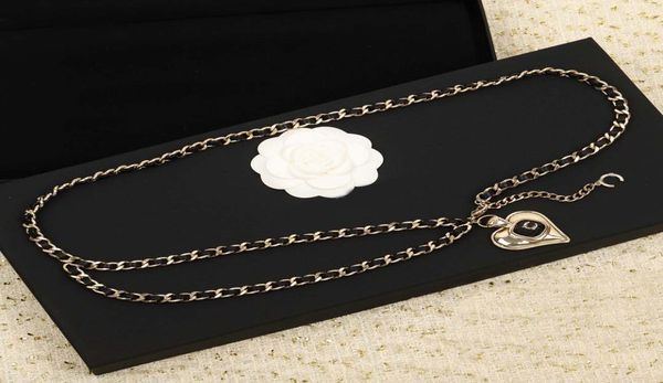 

2023 luxury quality charm pendant necklace waist belt black genuine leather have box stamp ps7565a9681445, Silver