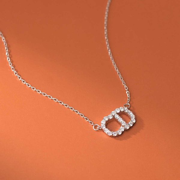 

nalan s925 sterling silver diamonds cd letter necklace ins style high grade exquisite women's neck jewelry y00552, Black