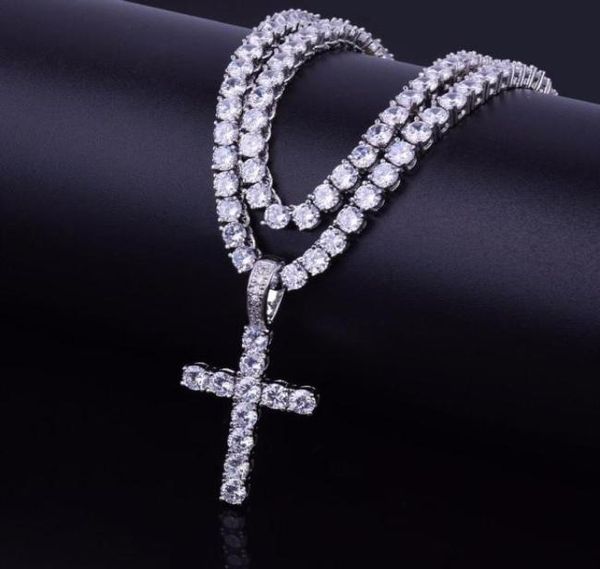 

men/women hip hop jewelry zircon necklace pendant necklace charm bling with 4mm tennis chain for gift drop shipping6043919, Silver