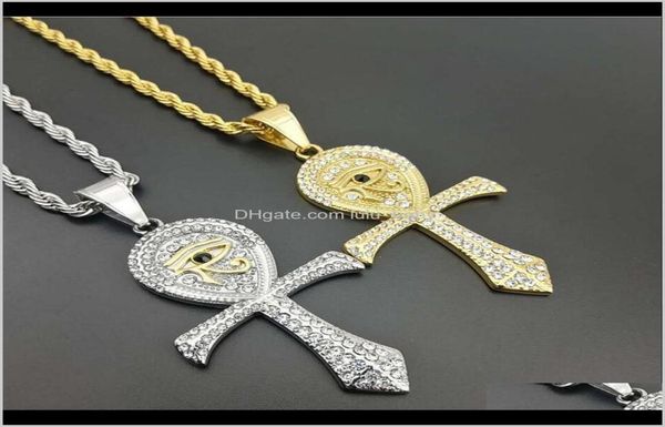 

stainless steel men hip hop eye of horus fashion vintage ankh necklace mens hiphop jewelry gifts 61bac w5pvg2086998, Silver