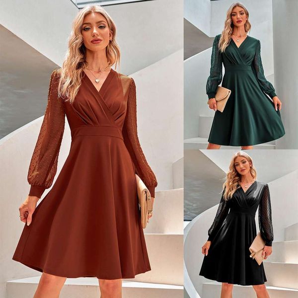 

womens autumn winter trendy v neck jacquard dress, Black;gray