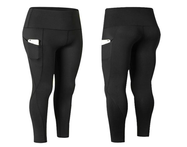 

women aututmn yoga sports leggings solid color fitness running tights high waist pockets workout compression pants trousers hy02212093425, Black