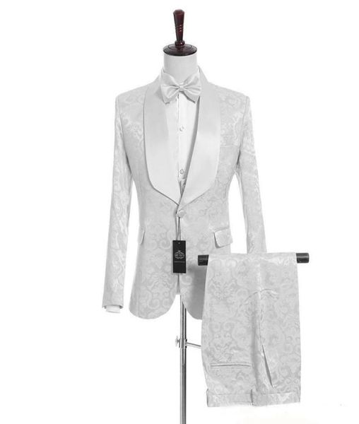 

customize shawl lapel handsome white groom tuxedos jacketpantsvest groomsmen man suit mens wedding suits bridegroom9901292, Black;gray