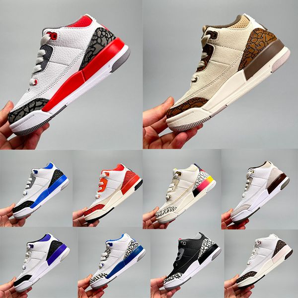 

toddler shoes 3s basketball shoes jumpman 3 medellin sunset white cement wizards fire red fragment lucky green desert palomino sneakers outd, Black
