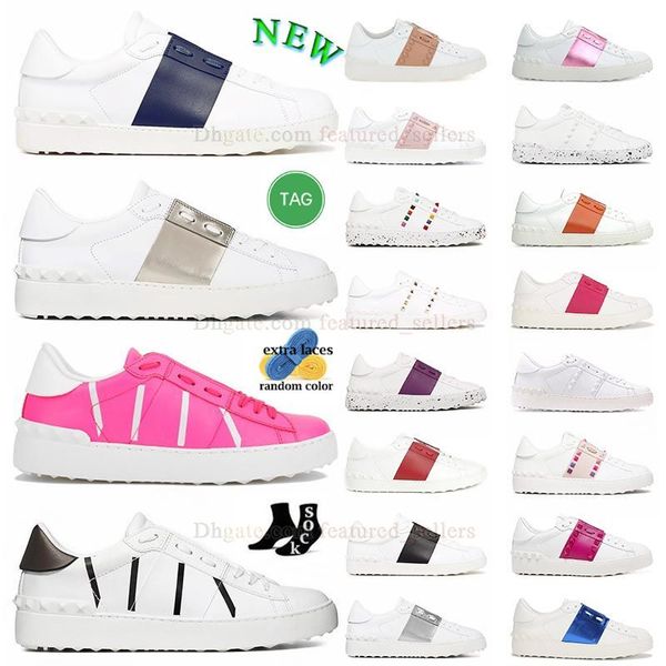 

2023 mens womens designer valentine's shoes valentinety sneakers black white navy pink blue golden spikes rivets trainers loafers casua