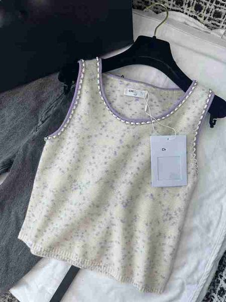 

women's tanks & camis designer 23 early autumn new high sweet and gentle contrast color wool heavy industry leather chain wearing tank, White