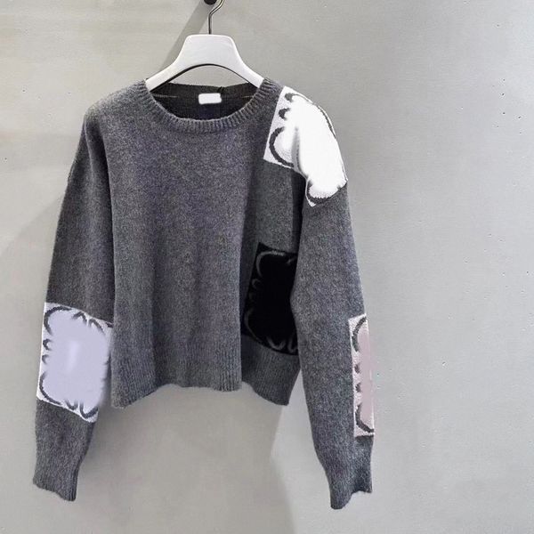 

winter autumn womens sweaters pullover jacquard vintage round neck long sleeve knitting print loose fashion knitts e1bm#, White;black