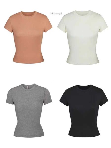 

women's t shirts skims t-shirt short sleeve stretch slim round neck base, White