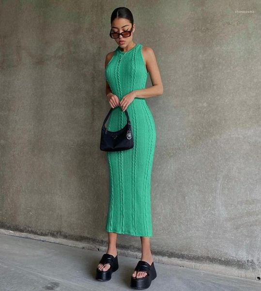 

casual dresses fashion women knitted sleeveless round neck pleated midcalf allmatch ladies clothing woman dress4163810, Black;gray