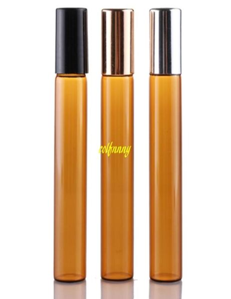 

200pcslot 10ml refillable amber roll on glass bottles essential oil roller ball fragrance perfume bottle 1594mm1749902
