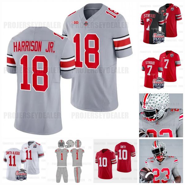 

18 harrison jr. 2023 ncaa ohio state buckeyes jersey justin fields football jersey 2 chase young jk dobbins 15 elliott stroud fleming dwayne, Black;red