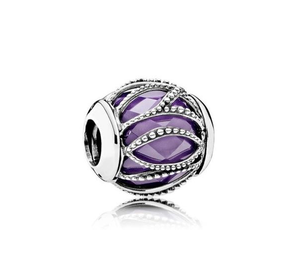 

100% real 925 sterling silver purple clear cz crystal charms with original box fit silver charms bracelet jewelry making9420761, Black